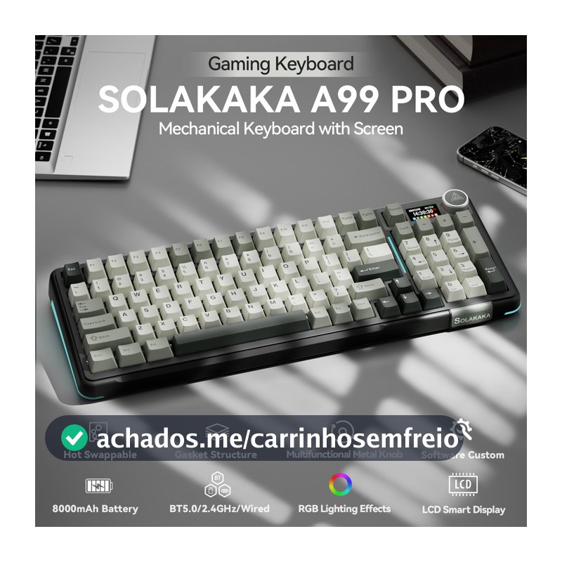 Teclado Mecânico Sem Fio SOLAKAKA A99pro 97 Teclas