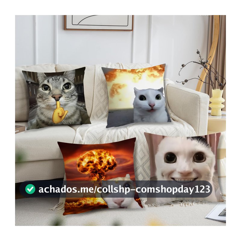 Capa de Almofada Confortável e Macia com Estampa de Gato Engraçado, Capa Protetora para Sofá, Decoração para Sala de Estar, Presente para Casa e Escritório