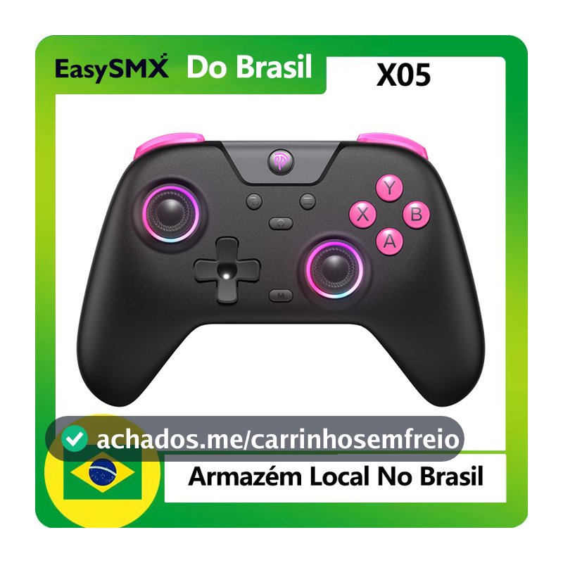 Controle de efeito Hall sem fio EasySMX X05 compatível com PC/Switch/TV/Celular/Steam, conexões 2.4G/Bluetooth/Cabo