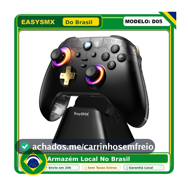 Controlador de Jogos Sem Fio EasySMX D05 com Base de Carregamento, Gamepad com Turbo e Vibração Dupla para PC/Telefone/TV/Steam/Switch