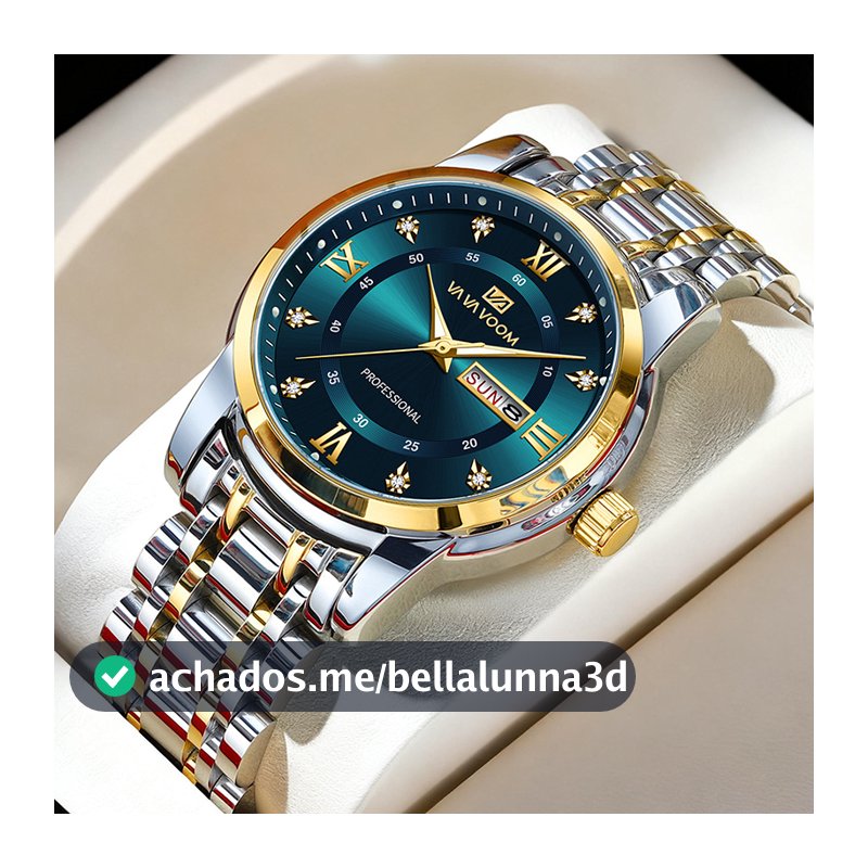 Relógio Masculino VAVAVOOM, Moda e Tendência, Duplo Calendário, Luz Noturna, À Prova D'Água, Pulseira de Aço, Relógios de Quartzo para Homens