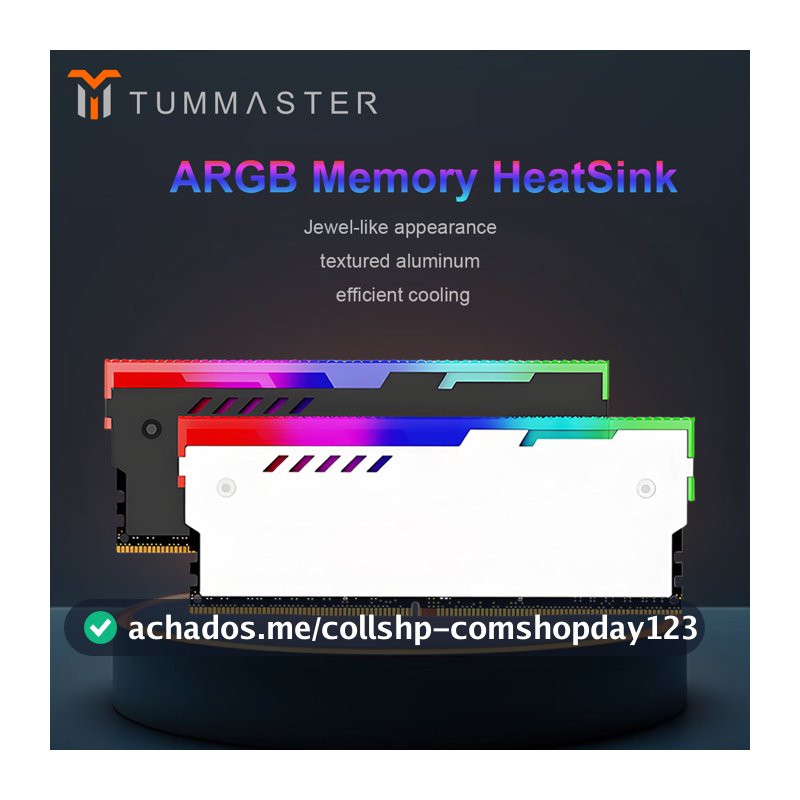 TUMMASTER Computador ARGB RAM Memória Dissipador de calor Cooler com almofada térmica condutora para memória de PC de mesa DDR2/DDR3/DDR4/DDR5