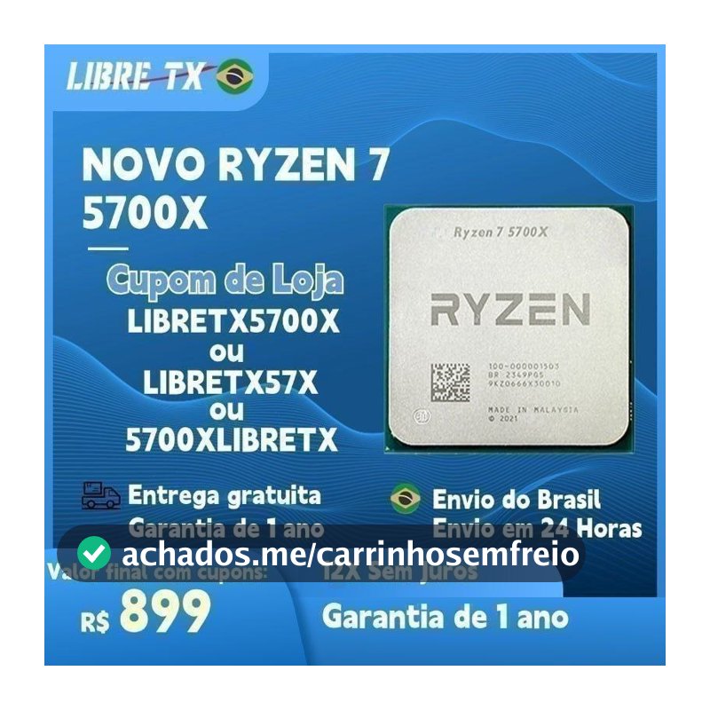 LIBRETX Ryzen R7 5700X / 9700x CPU Processor AM4/5 B650M Envio Grátis do Brasil