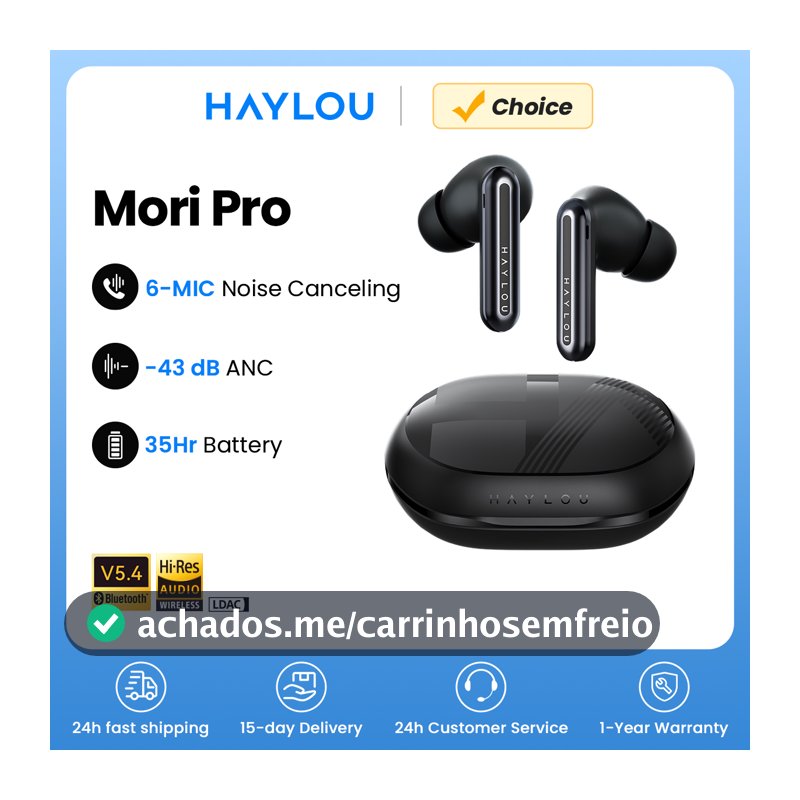 Haylou mori pro bluetooth 5.4 fones de ouvido sem fio 43db adaptável híbrido anc hi-res ldac 6 microfone 28h vida útil da bateria
