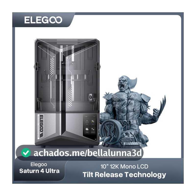 Impressora 3D de resina ELEGOO SATURN 4 ULTRA 12K com nivelamento automático, monitoramento de impressão AI, tamanho de impressão de alta velocidade 218x122x220mm