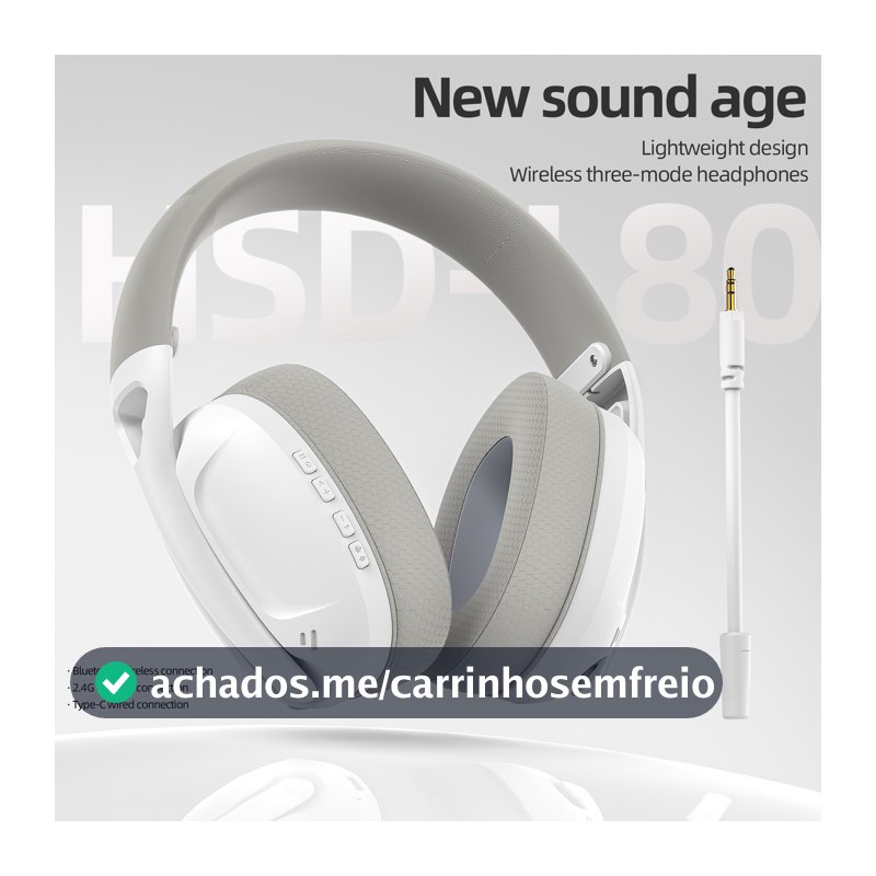 SmaILWOLF L80 Bluetooth sem fio com fio de três modos para jogos fone de ouvido portátil para casa fone de ouvido leve com microfone