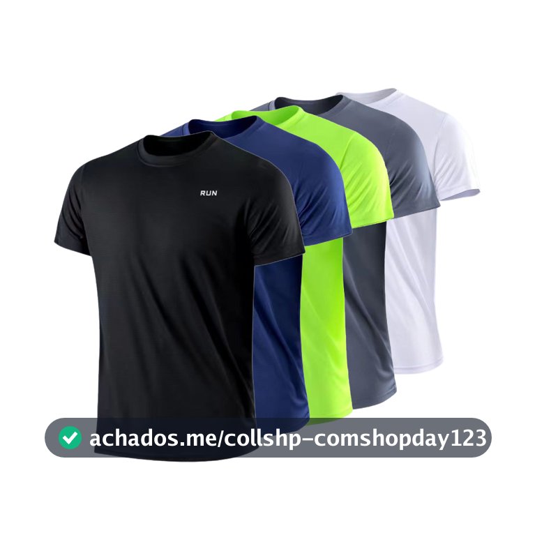 Camiseta masculina com gola redonda, manga curta, corrida, umidade wicking, treinamento, exercício, camisa esportiva de ginástica, tops leves